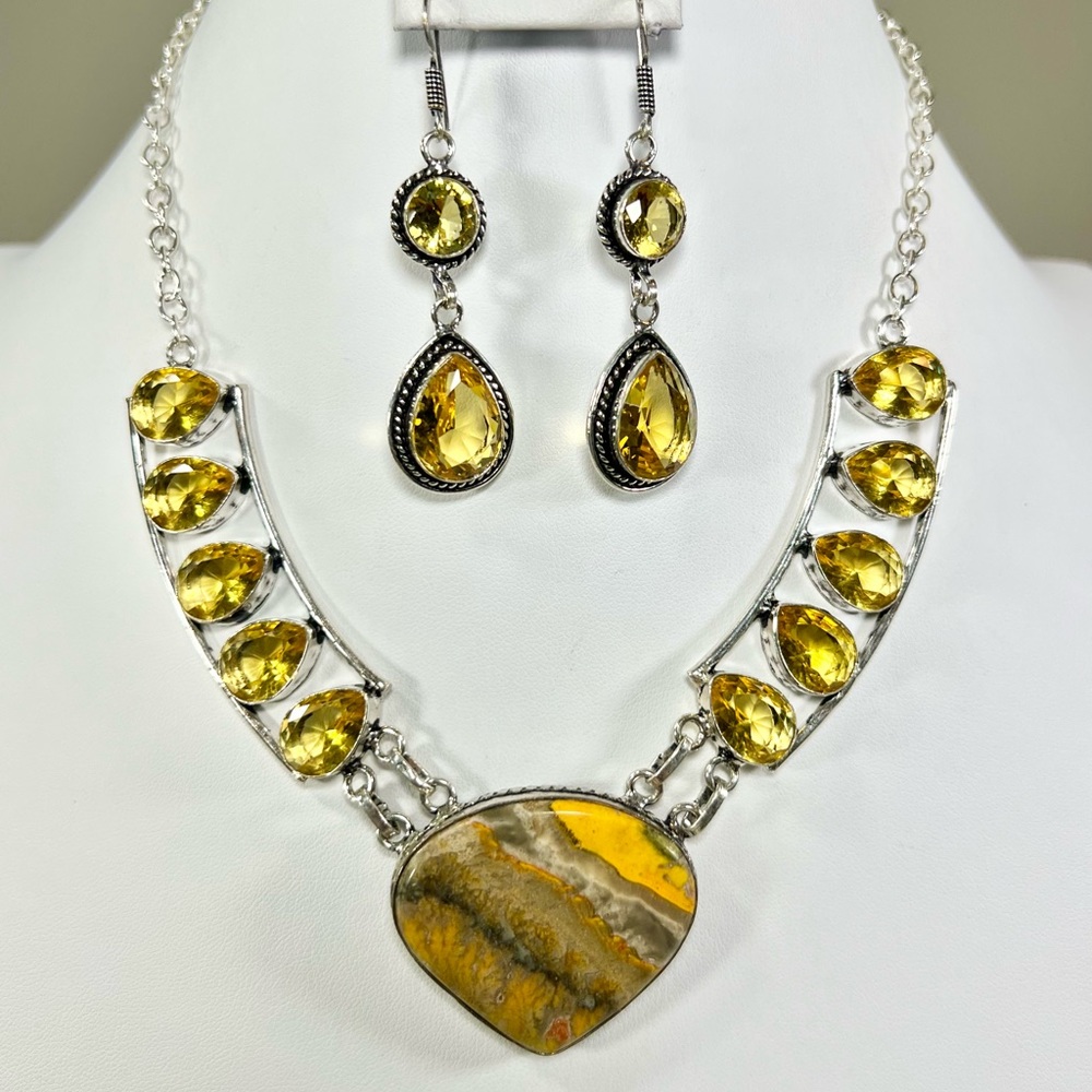 Bumble Bee 🐝 Jasper 925 Large Gemstone Necklace ONLY